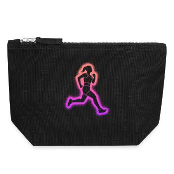 Running Jogging Women Kids Girls Runner - Canvas Zip Pouch 18 x 19 cm - black - Front