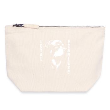 Chien Loyal Rottweiler  - Pochette zippée en toile 18 x 19 cm - blanc naturel - Devant