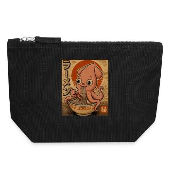Ramen-Oktopus Cartoon in Sepia - Canvas Reißverschluss-Täschchen (18 x 19 cm) - Schwarz - Vorne