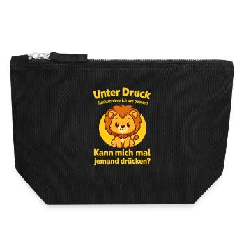 lustiger spruch löwe, unter druck funktioniere ich - Canvas Reißverschluss-Täschchen (18 x 19 cm) - Schwarz - Vorne