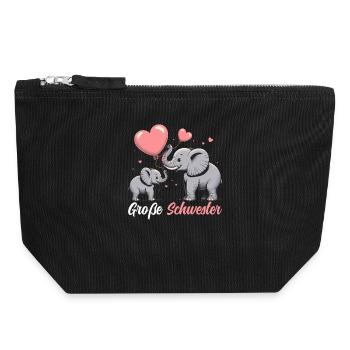 Big Sister Elephants Older Sibling - Canvas Zip Pouch 18 x 19 cm - black - Front