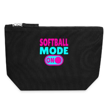 Softball Mode ON  - Canvas Reißverschluss-Täschchen (18 x 19 cm) - Schwarz - Vorne