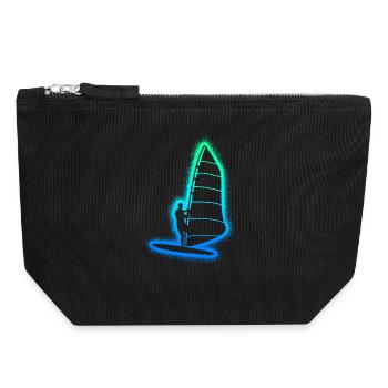 Windsurfing Windsurfer Kids Men Windsurf - Canvas Zip Pouch 18 x 19 cm - black - Front