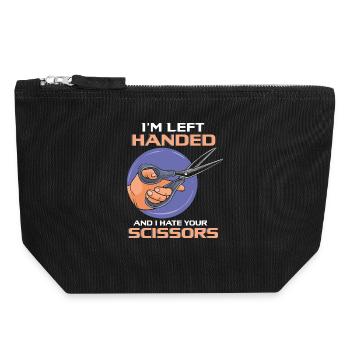Graphique drôle de ciseaux gauchers pour gaucher - Pochette zippée en toile 18 x 19 cm - noir - Devant