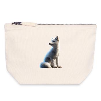 Polarfuchs Schneefuchs Eisfuchs Süßer Weißer Fuchs - Canvas Reißverschluss-Täschchen (18 x 19 cm) - Naturweiß - Vorne