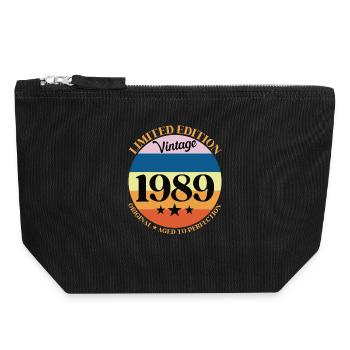 1989 Vintage Birthday Gift 89 - Canvas Zip Pouch 18 x 19 cm - black - Front