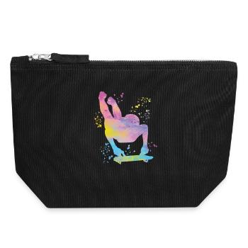 Skeleton Bobsleigh Winter Sports Sled - Canvas Zip Pouch 18 x 19 cm - black - Front
