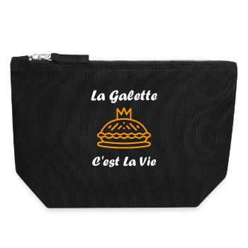 Humour galette des rois - Pochette zippée en toile 18 x 19 cm - noir - Devant