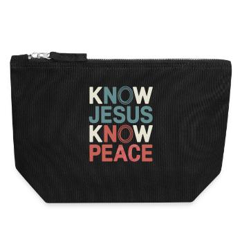 Know Jesus Know Peace - Canvas Reißverschluss-Täschchen (18 x 19 cm) - Schwarz - Vorne