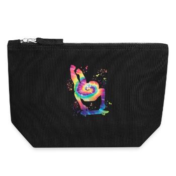 Skeleton Bobsleigh Winter Sports Sled - Canvas Zip Pouch 18 x 19 cm - black - Front