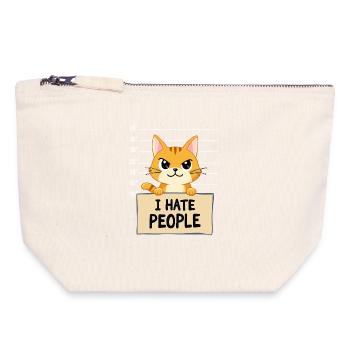 Griesgrämige Katze I Hate People Polizeifoto - Pochette zippée en toile 18 x 19 cm - blanc naturel - Devant