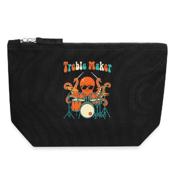 Treble Maker Drummer Musician Pun Drum - Canvas Zip Pouch 18 x 19 cm - black - Front