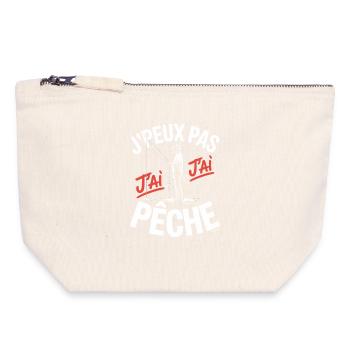 J peux pas j ai pêche - Pochette zippée en toile 18 x 19 cm - blanc naturel - Devant