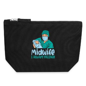 Midwife I Always Deliver Newborn Nurse Art - Canvas Zip Pouch 18 x 19 cm - black - Front