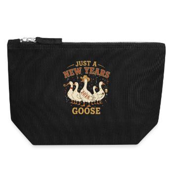 Juste une fête de célébration du Nouvel An Goose 2026 - Pochette zippée en toile 18 x 19 cm - noir - Devant
