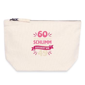 60 is not so bad - saying - Canvas Zip Pouch 18 x 19 cm - nature - Front