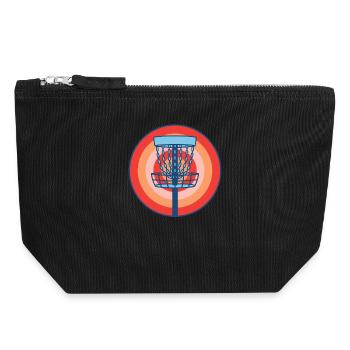 Disc Golf Basket Retro fliegende Discgolf-Szene - Canvas Reißverschluss-Täschchen (18 x 19 cm) - Schwarz - Vorne