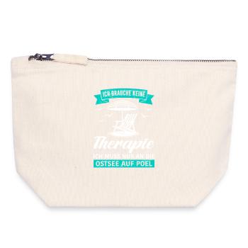 Poel DOES NOT NEED THERAPY, HAS TO GO TO THE BALTIC SEA - Canvas Zip Pouch 18 x 19 cm - nature - Front