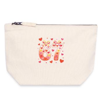 67 Birthday Hearts Bow Design - Canvas Zip Pouch 18 x 19 cm - nature - Front