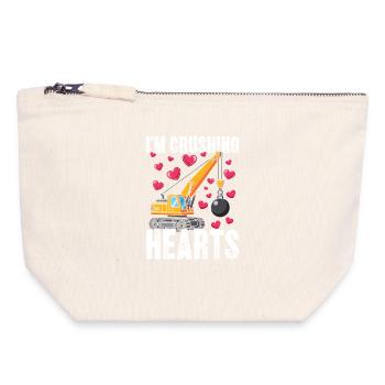 Grue de Cœurs Écrasants - Pochette zippée en toile 18 x 19 cm - blanc naturel - Devant