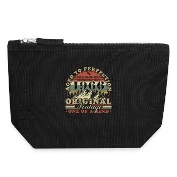 Anniversaire rétro vintage vintage 1966 - Pochette zippée en toile 18 x 19 cm - noir - Devant