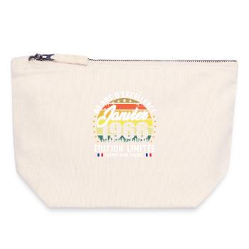 Janvier 1966 Vintage Cadeau Anniversaire 60 Ans - Pochette zippée en toile 18 x 19 cm - blanc naturel - Devant