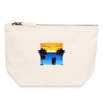 Lustiges Urlaubs & Surfer Design - Canvas Reißverschluss-Täschchen (18 x 19 cm) - Naturweiß - Vorne