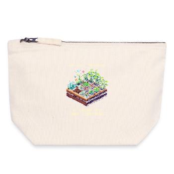 Kein DLC nötig | Selbstversorger Garten - Canvas Reißverschluss-Täschchen (18 x 19 cm) - Naturweiß - Vorne