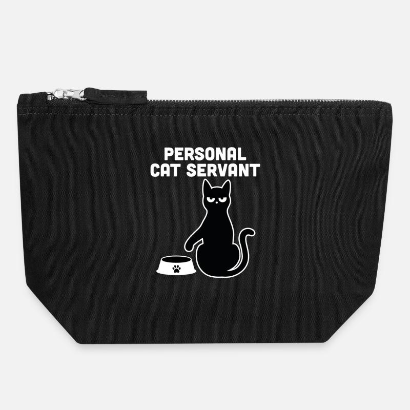 Serviteur Chat Personnel - Pochette zippée en toile 18 x 19 cm - noir