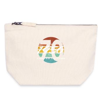70e anniversaire 1956 cadeau pour hommes et femmes - Pochette zippée en toile 18 x 19 cm - blanc naturel - Devant