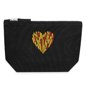 Belgisches Pommesherz - Canvas Reißverschluss-Täschchen (18 x 19 cm) - Schwarz - Vorne