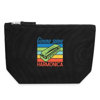 Funny Harmonica Player Gimme Some Harmonica - Canvas Reißverschluss-Täschchen (18 x 19 cm) - Schwarz - Vorne