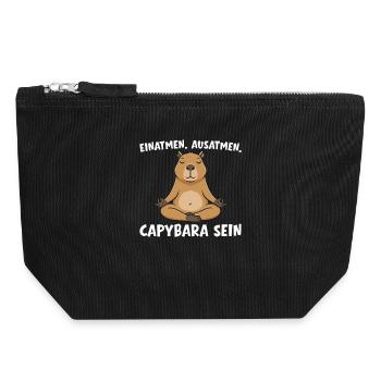 Einatmen Ausatmen Capybara sein -  Yoga - Canvas Reißverschluss-Täschchen (18 x 19 cm) - Schwarz - Vorne
