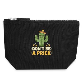 Cactus Saying: Don't Be A Prick - Canvas Zip Pouch 18 x 19 cm - black - Front