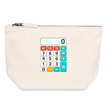 Calculatrice rétro de blocs de couleurs - Pochette zippée en toile 18 x 19 cm - blanc naturel - Devant