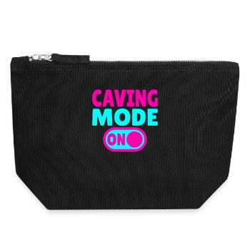Caving Mode ON – Höhlenabenteuer im Dunkeln - Canvas Reißverschluss-Täschchen (18 x 19 cm) - Schwarz - Vorne