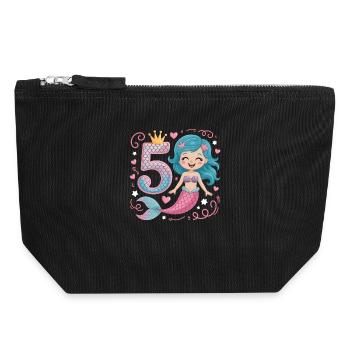 5e anniversaire de la Sirène 5 ans - Pochette zippée en toile 18 x 19 cm - noir - Devant