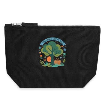 Les arbres adorent vraiment mes disques Scène drôle de disc golf - Pochette zippée en toile 18 x 19 cm - noir - Devant