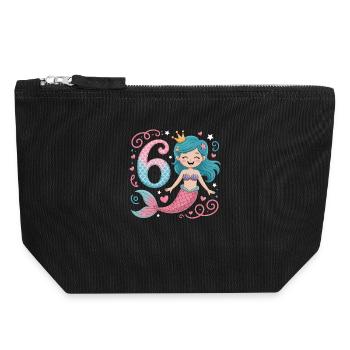 Mermaid 6th Birthday 6 Years - Canvas Zip Pouch 18 x 19 cm - black - Front