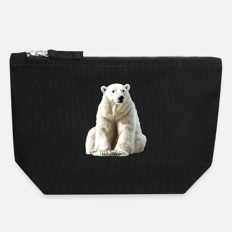 Polarbär im Eislicht - Canvas Reißverschluss-Täschchen (18 x 19 cm) - Schwarz