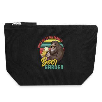 Sasquatch Biergarten Retro - Canvas Reißverschluss-Täschchen (18 x 19 cm) - Schwarz - Vorne