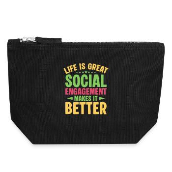 Social Worker Quote Engagement Makes It Better - Canvas Reißverschluss-Täschchen (18 x 19 cm) - Schwarz - Vorne