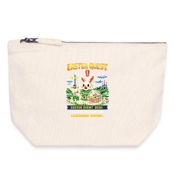 Pixel Bunny et Panier de Piliers de la quête de Pâques - Pochette zippée en toile 18 x 19 cm - blanc naturel - Devant
