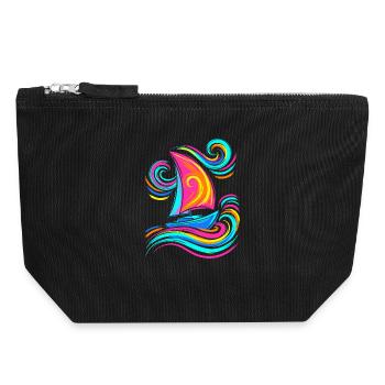 Voilier - Pochette zippée en toile 18 x 19 cm - noir - Devant