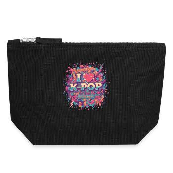I Love K-Pop Fever Beat K-Pop Star Korean Music - Canvas Zip Pouch 18 x 19 cm - black - Front