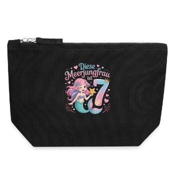 This Mermaid Is 7 Girls 7th Birthday - Canvas Zip Pouch 18 x 19 cm - black - Front