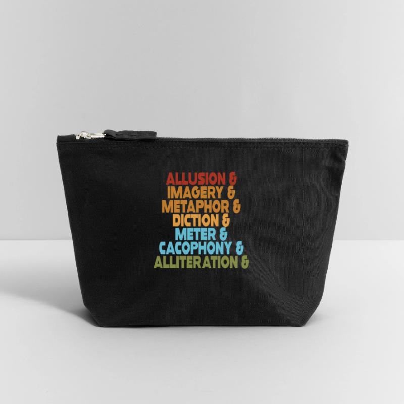 Literary Devices Typography Stack Canvas Zip Pouch 18 x 19 cm
