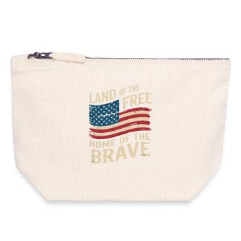 Land of the Free - USA Vintage Flag - Canvas Zip Pouch 18 x 19 cm - nature - Front