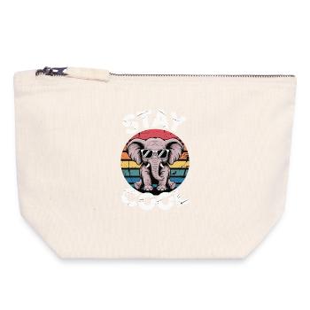 Stay Cool Elefant - Kinder Retro - Canvas Reißverschluss-Täschchen (18 x 19 cm) - Naturweiß - Vorne