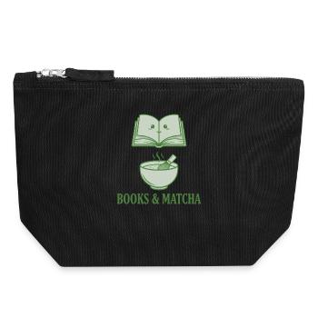 Books And Matcha Matcha Lover Green Tea Funny - Canvas Reißverschluss-Täschchen (18 x 19 cm) - Schwarz - Vorne